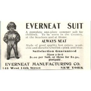 Everneat Manufacturing Co Summer Suit NY c1905 Original Advertisement AE7-A2